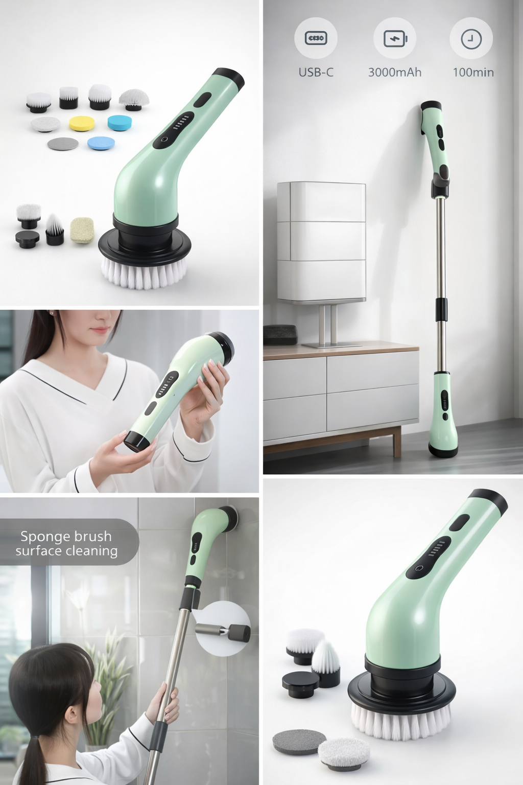 Otti Power Scrubber Pro™ — Extendable Electric Cleaning Brush for Bathroom, Tile & Grout